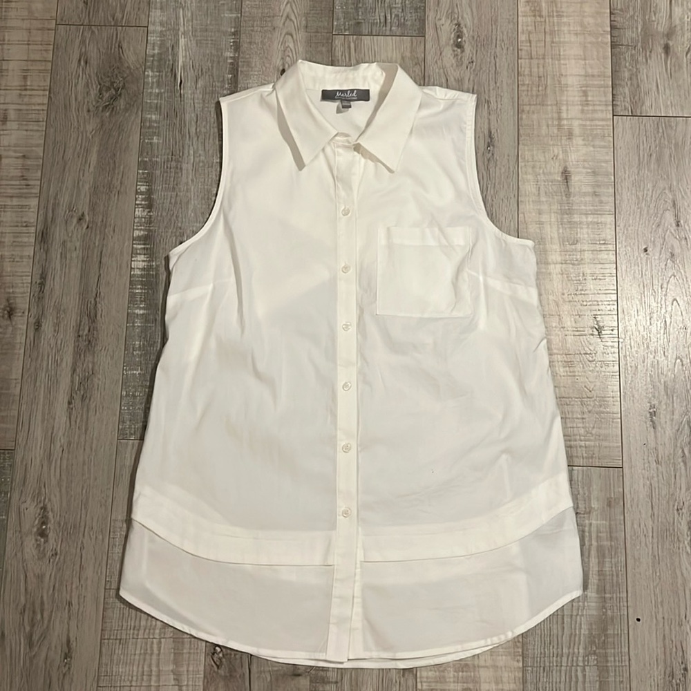 Marled Sleeveless Button Up